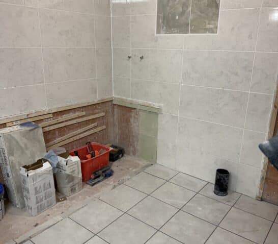 Completed training bay on tiling course in Stoke-on-Trent, UK